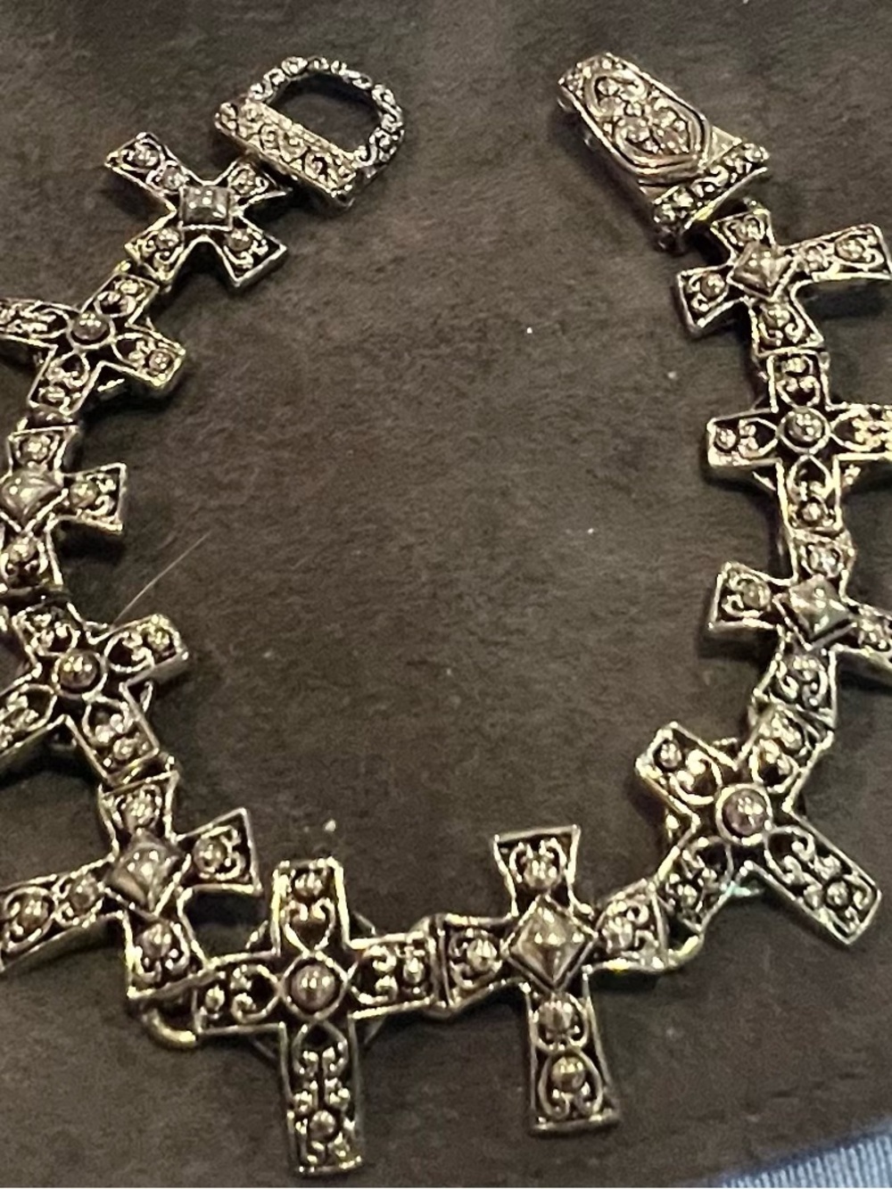 Silver Cross Link Bracelet